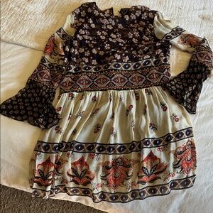 ZARA Floral and Paisley Long Sleeve Dress